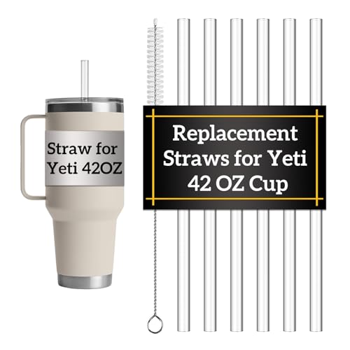 Replacement Straws for YETI Cup 42oz, 6 Pack Long Straws 10.6