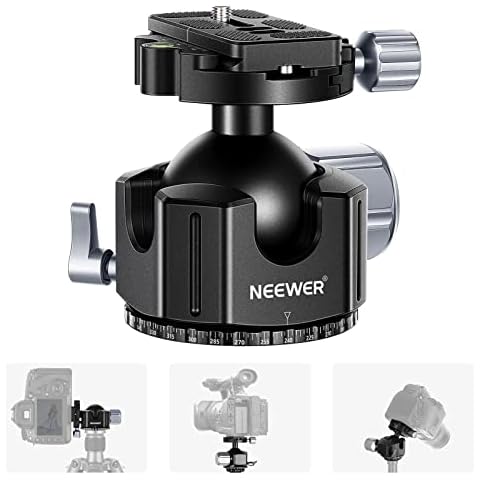 NEEWER Panorama Kugelkopf Low Profile DSLR Kamera Stativkopf, 54mm Ganzmetall Stativkopf mit 1/4" Schnellwechselplatte für DSLR Kamera Cover