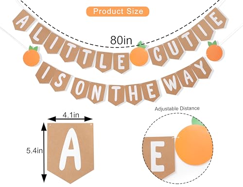 Image of Welcome Baby Party Decorations - A Little Cutie Is On The Way Banner,Orange Themed Gender Reveal Banner,Little Cutie Birthday Party Decorations,Cutie Orange Hanging Banner Photo Props