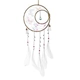 ✿ Materiales: anillo y abalorios de hierro doble de alta calidad, malla tejida, plumas naturales, campanas, coloridas mariposas, cuentas de plástico, cuerda de cuero de gamuza, cuerda de algodón, muy ligera. La estructura uniforme de la malla, los coloridos patrones de mariposas, las pequeñas botellas de vidrio y las delicadas borlas muestran la exquisita artesanía y el gusto artístico.