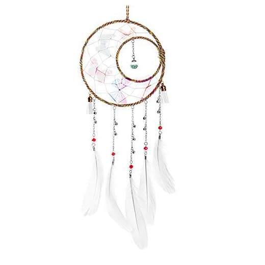 Wisolt Atrapasueños Infantil Atrapasueños Coche,Atrapasueños Blanco, Atrapasueños pequeño,Atrapasueños Grande Pared con Plumas de Verdad de Colores Hecho a Mano Tradicional Dreamcatcher