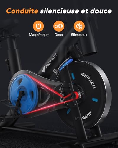 Vélo d'Appartement pour la Maison - Vélo de Fitness d'Intérieur Silencieux avec Résistance Réglable, Écran LCD, Siège Confortable, pour Entraînement Cardio, App Exclusive, Capacité Max 136KG – Image 4