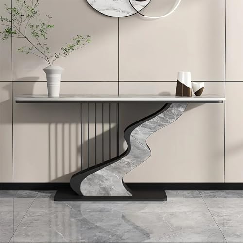 Modern Sintered Stone Console Table, Luxury Streamlined Art Base Entryway