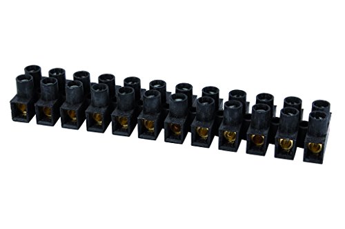 Regleta de conexión | 12 bornes para cable de 6 mm | Color Negro