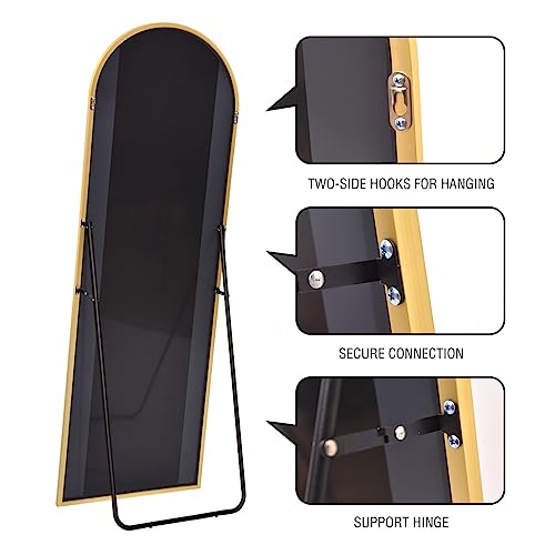 DYNWELL Arched Full Length Mirror, Floor Mirror with Stand, 71"x26" Large Wall Mirror Full Length, Body Floor Mirror, Wall Mounted for Bedroom, Gold by DYNWELL - Used condition - US$93.53