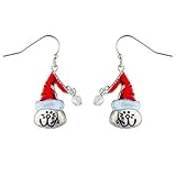 Lux Accessories Silvertone Christmas Red Hat Cute Kitty Cat Head Fashionable Holiday Earrings