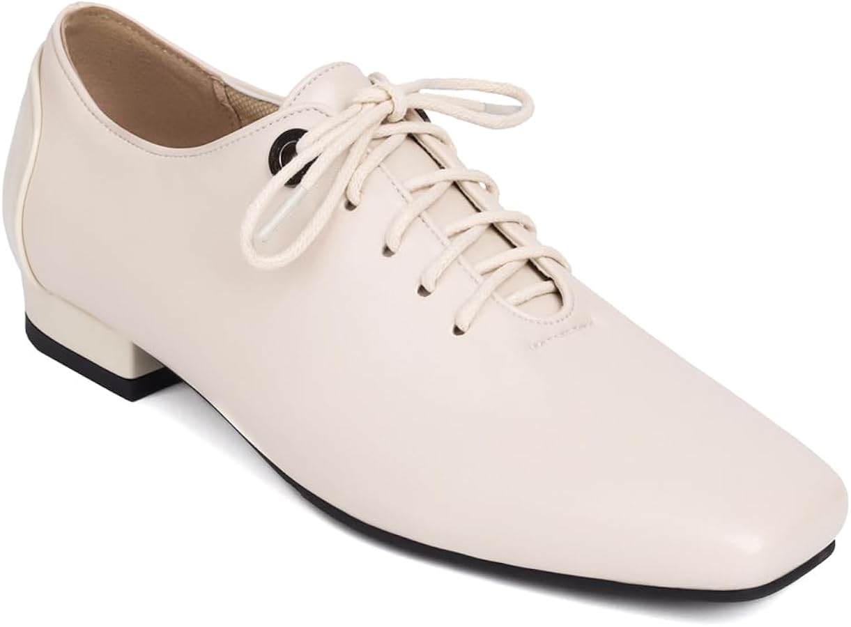 Amazon.com | JOEUSTY Women's Classic Square Toe Lace Up Oxford Shoes Flat Comfort Low Heel School Saddle Oxfords Dress Shoe Beige 4 M US | Oxfords Amazon.com | JOEUSTY Women's Classic Square Toe Lace Up Oxford Shoes Flat Comfort Low Heel School Saddle Oxfords Dress Shoe Beige 4 M US | Oxfords