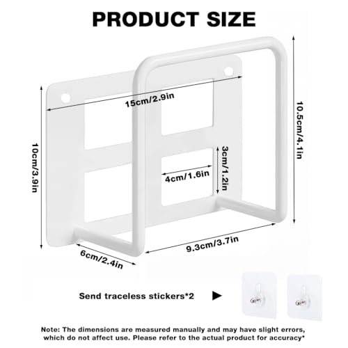 HASTHIP® Wall WiFi Router Mount Bracket, Minimalist White Metal Wire Wall WiFi Holder Organizer, No Drill Installation, Ideal for Home, Office, 15x6x10cm view 2