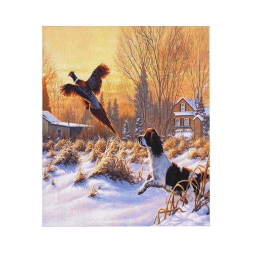 Couverture flanelle douce chien faisan : finissez-en avec les plaids fins qui prennent froid