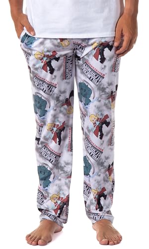 Fullmetal Alchemist Brotherhood Anime Men's Edward Alphonse and Title All Over Print Pajama Pants Adult Sleep Bottoms4