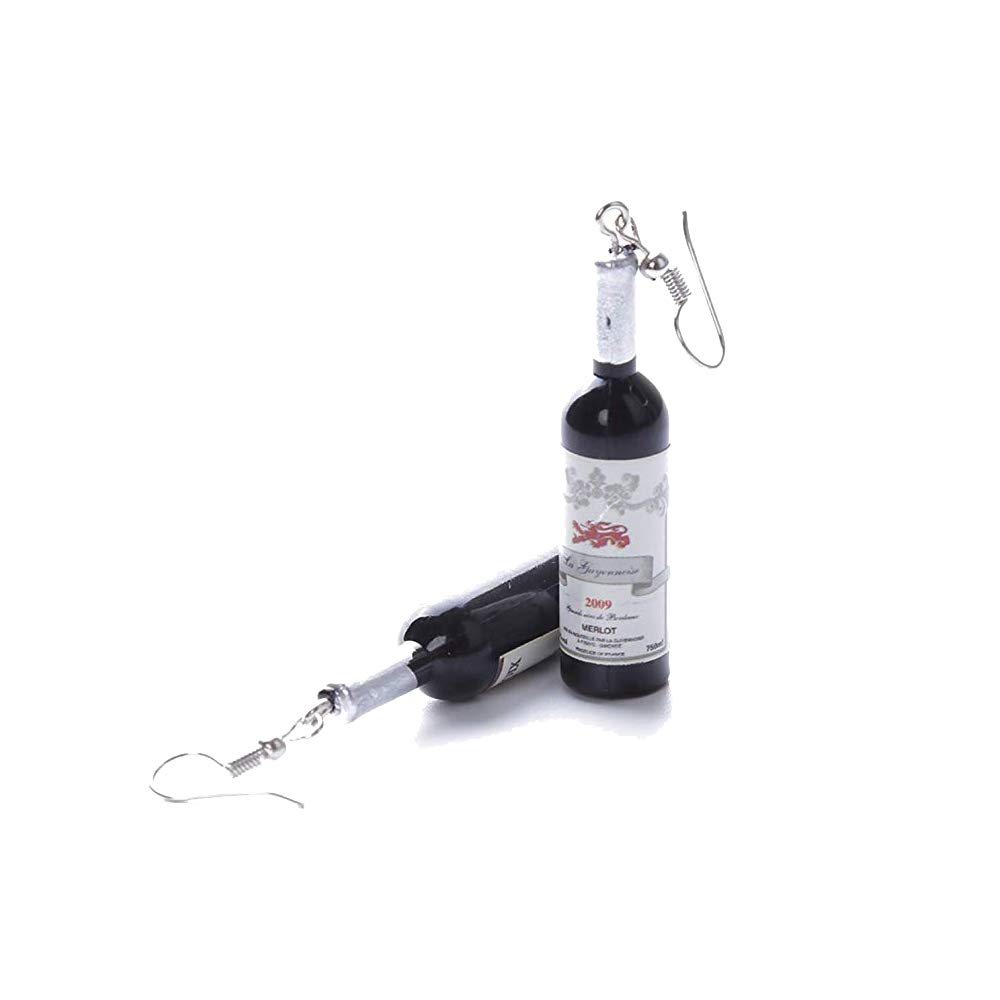 Jeni-Sely Creative Funny Resin Beer Bottle Soju Pub Party Unique Bottle Dangle Earrings