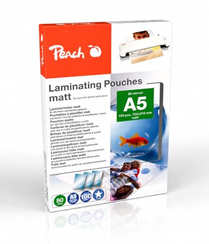 Peach Laminierfolien A5 matt 100 Stück 2 x 80 mic (160 µm) - Beschreibbar