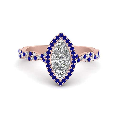 Anillo Retorcido con Halo de Diamantes Oro Rosa para Lucir a Diario
