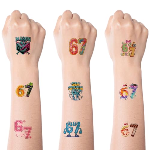40 unidades 67 tatuajes, Tema Brainrot Kindertattoos Pegatinas, Six Seven, pegatinas de transferencia amigables con la piel, Steal a Brainrot Tatuajes temporales para obsequios de cumpleaños