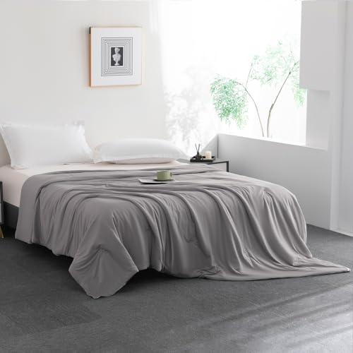 YOURMOON YOUR MOON Lightweight Cooling Comforter Queen Size, Thin Cooling Duvet Insert for Hot Sleepers, Summer Breathable Cool Comforter for Sleeping, 90” x 90”(Gray)