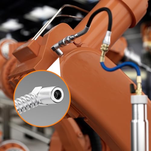 HTOMT 11pcs Grease Gun Lubrication Accessory Kit,360° Grease Coupler Adapter Multi-Function Quick Connects to Any Grease Fit on Any Machine,Connect Greasing 3 Types of Nozzles,Flexible Hose Extension - Thumbnail 6
