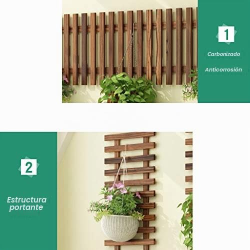 Soporte de madera para plantas, estantes de pared para macetas, ideal para plantas carnosas y marcos de escalada, decoración perfecta para interiores y exteriores