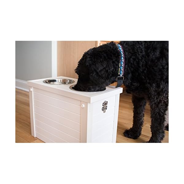 New Age Pet ecoFLEX Piedmont Pet Diner with Storage Antique White