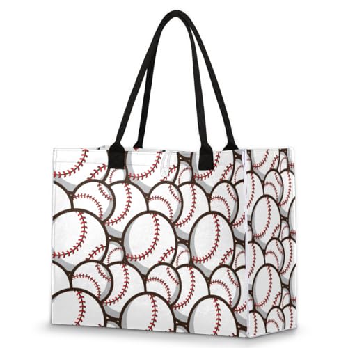 Baseball Ball Pattern Tote Bag for Women Large Beach Bag Reusable Tote Bags for Work Travel Beach Shopping
