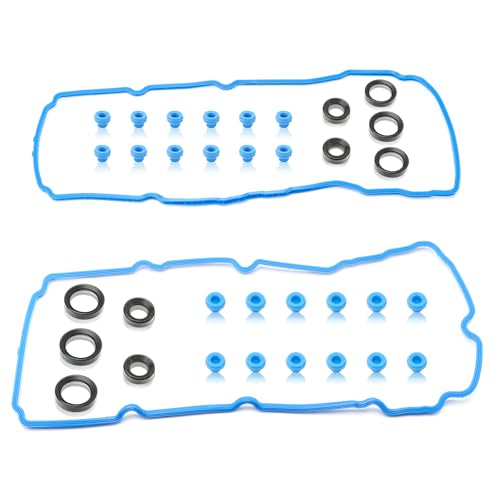 Image of VS50814R Valve Cover Gasket Set Fits for Ford Explorer Edge Mustang F-150 2015-2020, Valve Cover Gaskets VS50722 Replace for Lincoln MKX /Z /S /T Transit 150 /250 /350 and More Models (36PCS 3.5 3.7L V6)