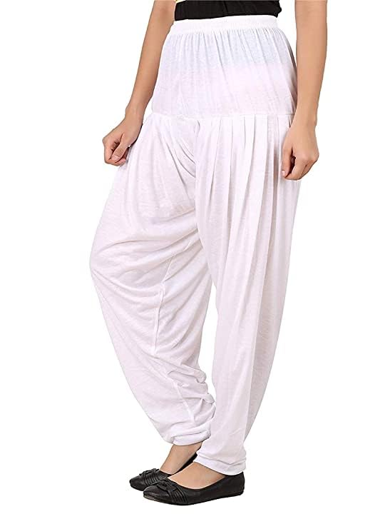 Image of Ultra Soft Rayon Viscose Solid Attractive Pleated Pattern Casual wear Patiala Pants for Womens