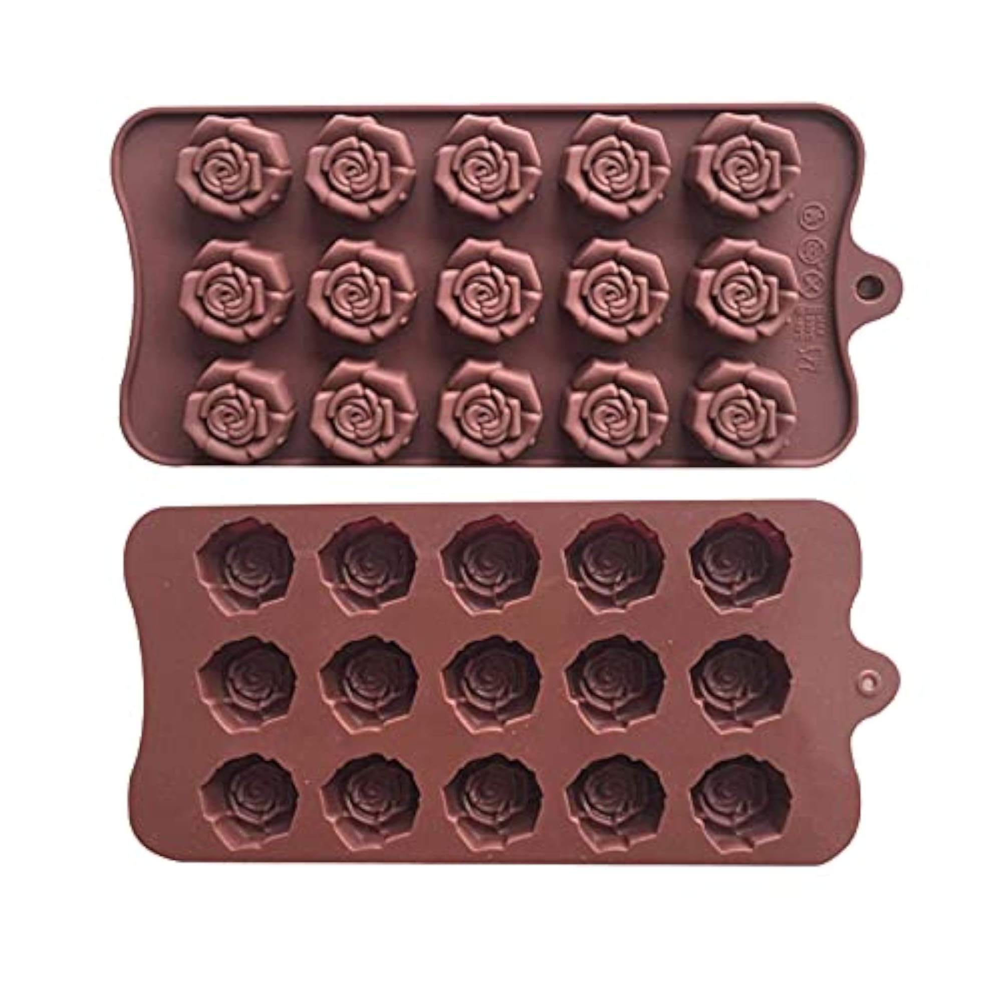 2PCS Rose Silicone Mould, Flower Chocolate Molds 15 Cavity