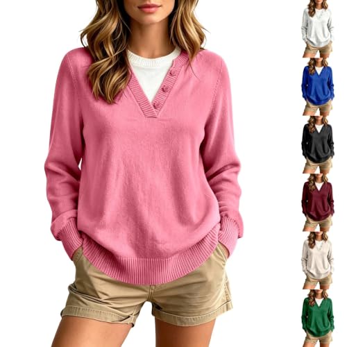 Aniywn Long Sleeve Sweaters For Women Trendy Casual Collared Pullover Tops - image 1