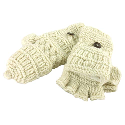 Guantes sin dedos de lana gruesa marfil crema Shooter con forro polar térmico