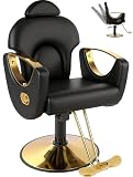 Black Salon Chair for Hair Stylist, Professional Barber Chairs Barbershop Hair Stylist Chair with Heavy Duty...