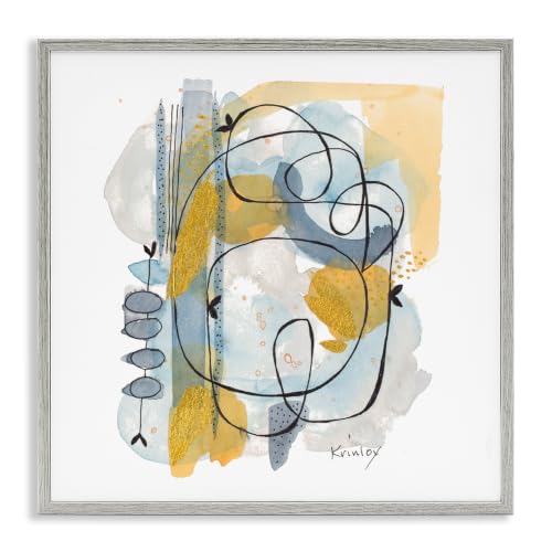Modern Leaf Line Abstraction, 12 x 12 Inch Framed Giclée Print