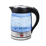 amara-global Glaswasserkocher Wasserkocher Warmhaltefunktion 1,8L LED Beleuchtung
