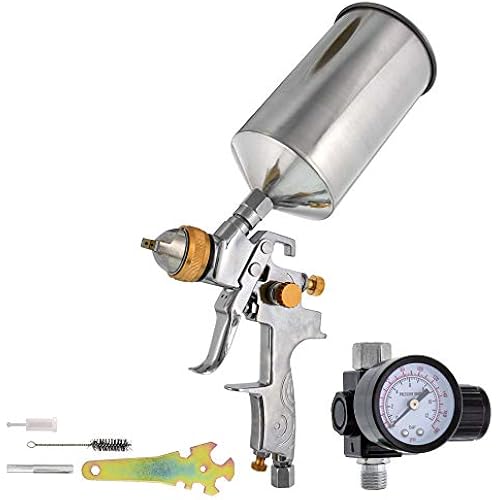 TCP Global® Brand Professional 1.3mm HVLP Spray Gun-gravity Feed-auto Paint Basecoat Clearcoat with Air Regulator (G6600-13)