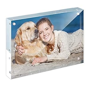 Full Colors Acrylic Frame Solution - Frameless Premium Crystal-Clear Acrylic Block, Magnetic Picture Frame - Single Side to Display Photos and Cards(152x203mm), transparent