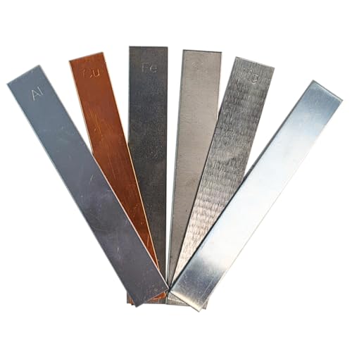 Metal Collection – Premium 6-Metal Electrode Set for Electrovoltaic Cells, Science & Chemistry Experiments – Includes Copper, Zinc, Iron, Aluminum, Steel & Magnesium