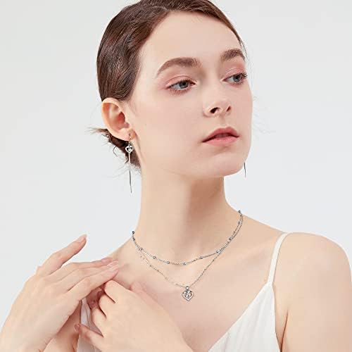 Lydreewam Love Heart Long Drop Earrings for Women 925 Sterling Silver Dangle Earrings with Zirconia Birthday Mother's Day Valentines Day Jewelry Gift for Mum Wife Girlfriend