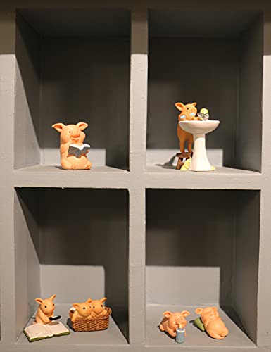Keepkap Pig Statue Mini Pig Figurine, Resin Home Decor, Lucky Animal Garden Statue For Micro Landscape (Pig Is Brushing Teeth) #TOP5