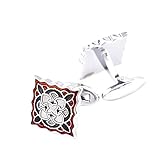 ♥ Tamaño:1.8x1.8CM Epinki Gemelos para Hombre Plata Vintage Flor Esmalte Gemelos Hombre Formal Trajes Trajes Camisas Boda