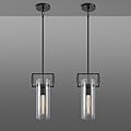 YKYQQLT Mondern Black Knurled Kitchen Island Pendant Lights 2 Pack,12'' Glass Island Pendant Light,Farmhouses Pendant Light, for Kitchen,Dining Room,Bathroom,Bulbs Included