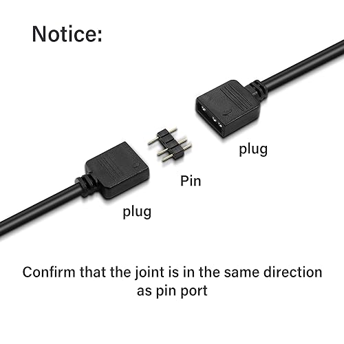 GINTOOYUN Przedłużacz RGB 3-pinowy do złącza SM adapter do taśmy LED, wentylator PC (0,98FT, styl 3)