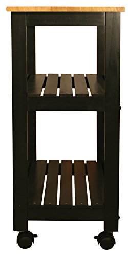 Catskill Craftsmen Utility Kitchen Cart, Black Base Natural Top
