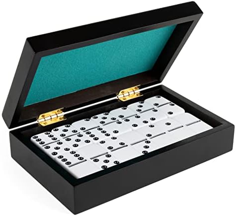 Legacy Deluxe Double-6 Dominoes, Classic Original Board Game Set of 28 Dominoes in Luxury Lined Wood Case, for Kids and Adults Aged 8 and Up