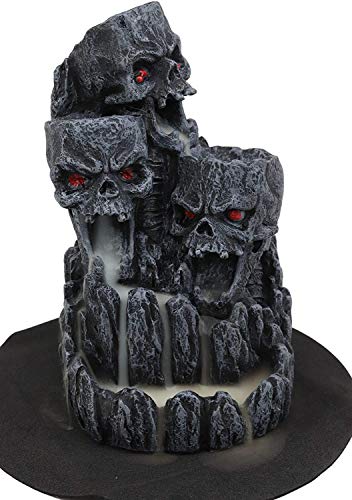 Ebros Gothic Three Screaming Skull Death Mountain Cave Backflow Incense Burner Aroma Figurine Trio Skulls Cliff Rock Mountains Decorative Accent Statue As Ossuary Macabre Halloween Decor #TOP6