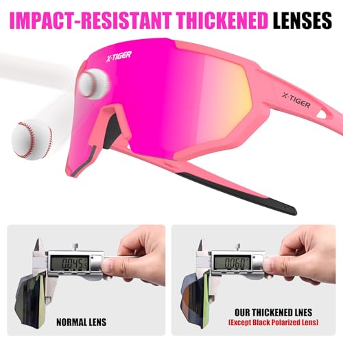 X-TIGER Polarized Sports Sunglasses with 5 Interchangeable Lenses,Mens Womens Cycling Bike Glasses,Baseball Running Fishing Golf Driving Sunglasses