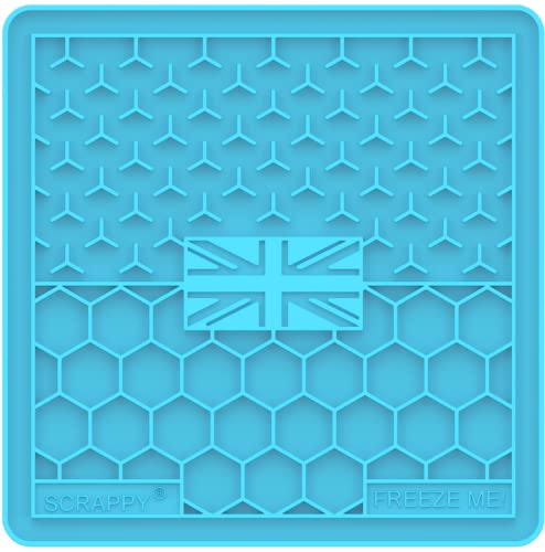 Lick Mat for Dogs: 19cm x 19cm square: Dog Safe food-grade Silicone: Great with Dog Peanut Butter, Kibble and Spreadable foods: Suction Cups for fixing to tiles when Grooming and Washing