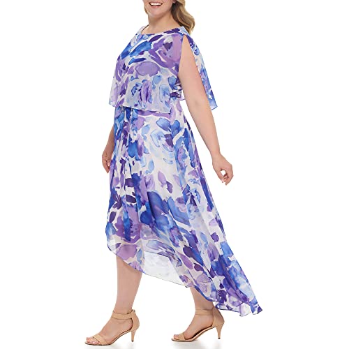 Jessica Howard Women's Style Hi Lo Maxi Elbow Sleeve Chiffon, Blue Violet #TOP1