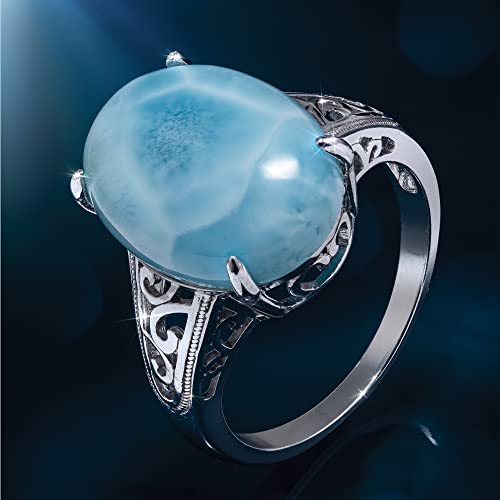Stauer - Women's Sea Of Love Larimar Ring, 7 1/2 Carats Oval Cut Larimar, Size 9 #TOP26