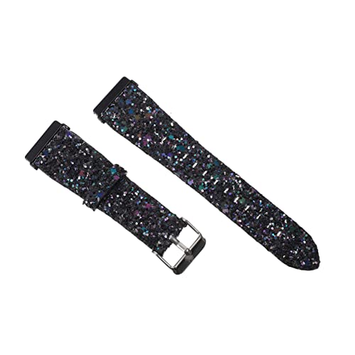 Bracelet 38mm paillettes noir en silicone souple pour montre femme