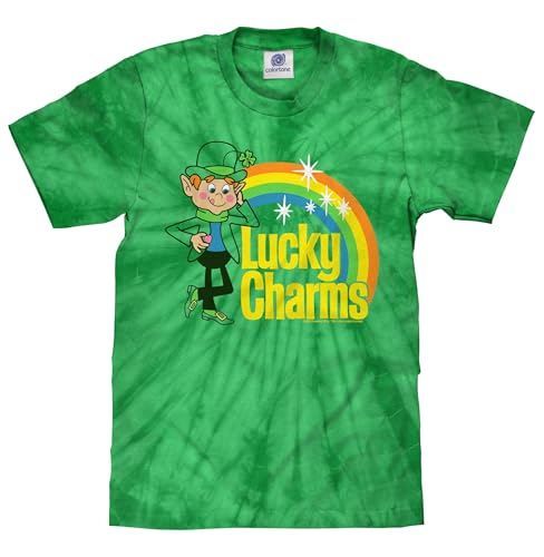 Tee Luv Mens Lucky Charms T-Shirt - Lucky The Leprechaun Cereal Mascot Shirt Green Tie Dye XXL