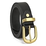 JASGOOD Women's Leather Belt for Jeans Pants Dress, Fashion Gold Buckle Ladies Waist Belt