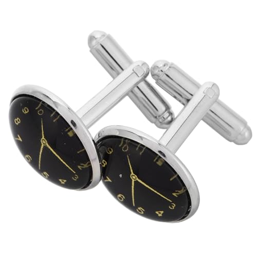 PACKOVE 1 Par gemelos de reloj camisas francesas dispensador de cócteles soporte de la lámpara camisas de boda polea gemelos para camisas Accesorios de boda gemelos formales aleación Black